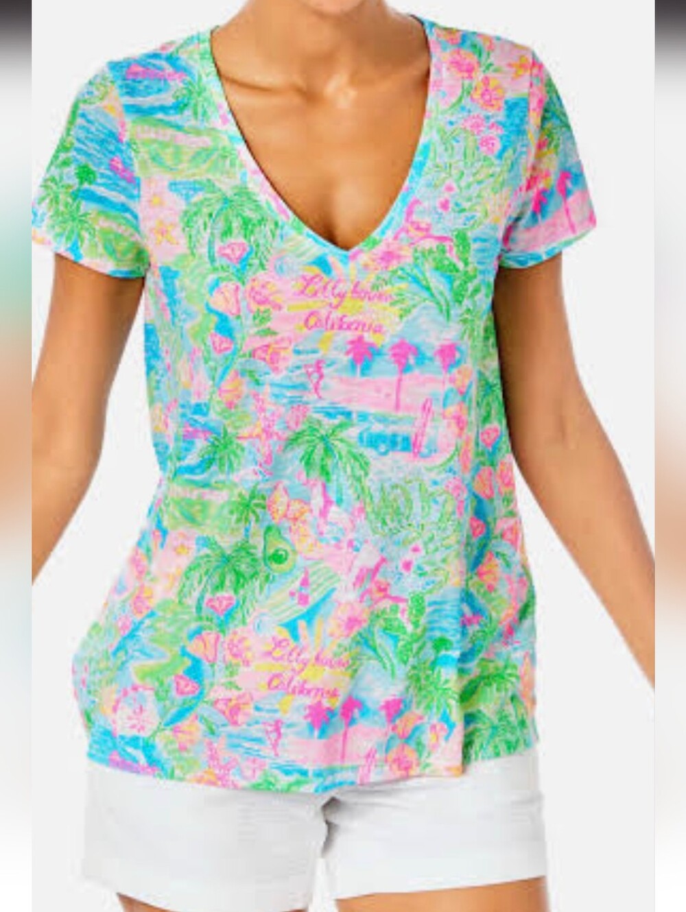 Lilly Pulitzer Etta V-neck Lilli Loves California Top